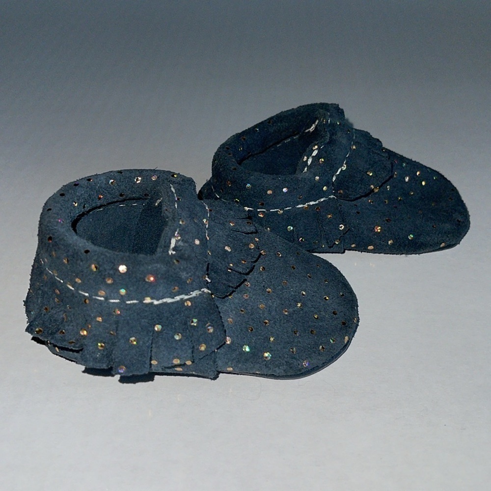 Freshly Picked Dark Blue With Holographic Dots Leather Moccasins - Picture 4 of 8